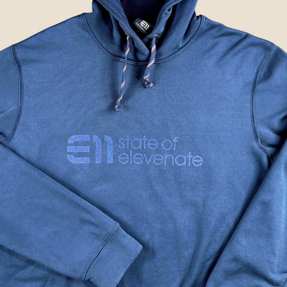 State Of Elevenate Hoodie Unisex Small Blue Pullover Skiing Athletic Gorpcore